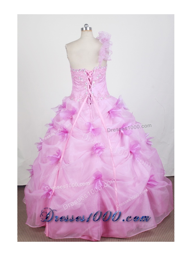 New Ball Gown One Shoulder Floor-length Hot Pink Quinceanera Dress