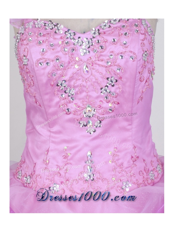 New Ball Gown One Shoulder Floor-length Hot Pink Quinceanera Dress