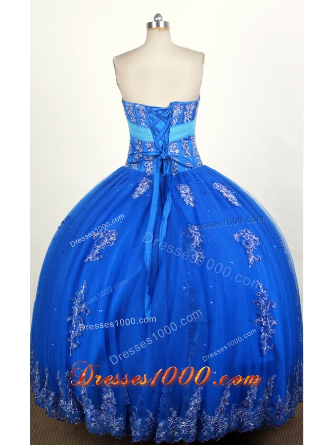 Popular Ball Gown Strapless Floor-length Blue Quinceanera Dress