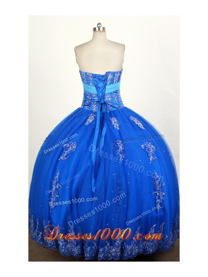 Popular Ball Gown Strapless Floor-length Blue Quinceanera Dress