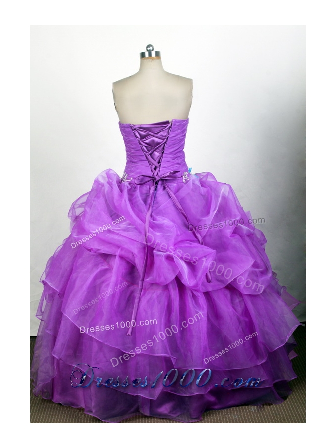 Popular Ball Gown Strapless Floor-length Fuchsia Quinceanera Dress