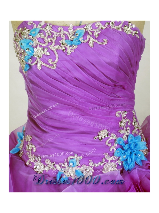 Popular Ball Gown Strapless Floor-length Fuchsia Quinceanera Dress