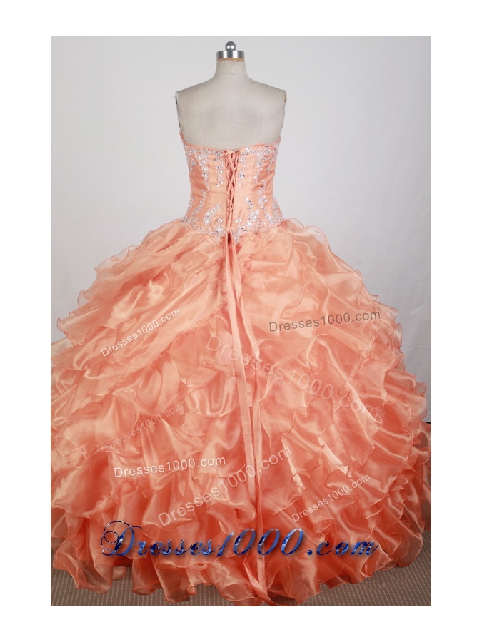 Popular Ball Gown Strapless Floor-length Orange Quinceanera Dress