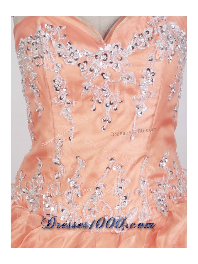 Popular Ball Gown Strapless Floor-length Orange Quinceanera Dress