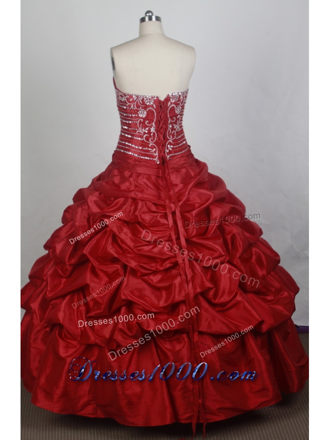Elegant Ball Gown Strapless Floor-length Red Quincenera Dresses