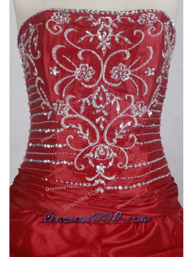 Elegant Ball Gown Strapless Floor-length Red Quincenera Dresses