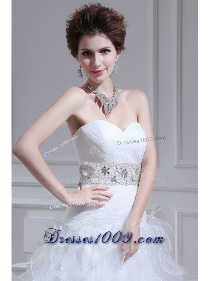 2014 Spring Beautiful A-line Sweetheart Floor-lengthWedding Dress with Ruffles and Appliques