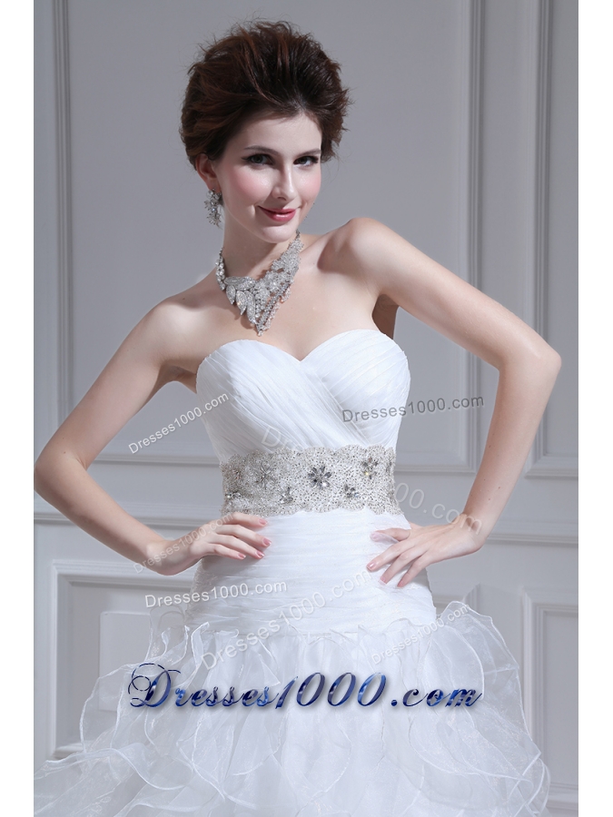 2014 Spring Beautiful A-line Sweetheart Floor-lengthWedding Dress with Ruffles and Appliques