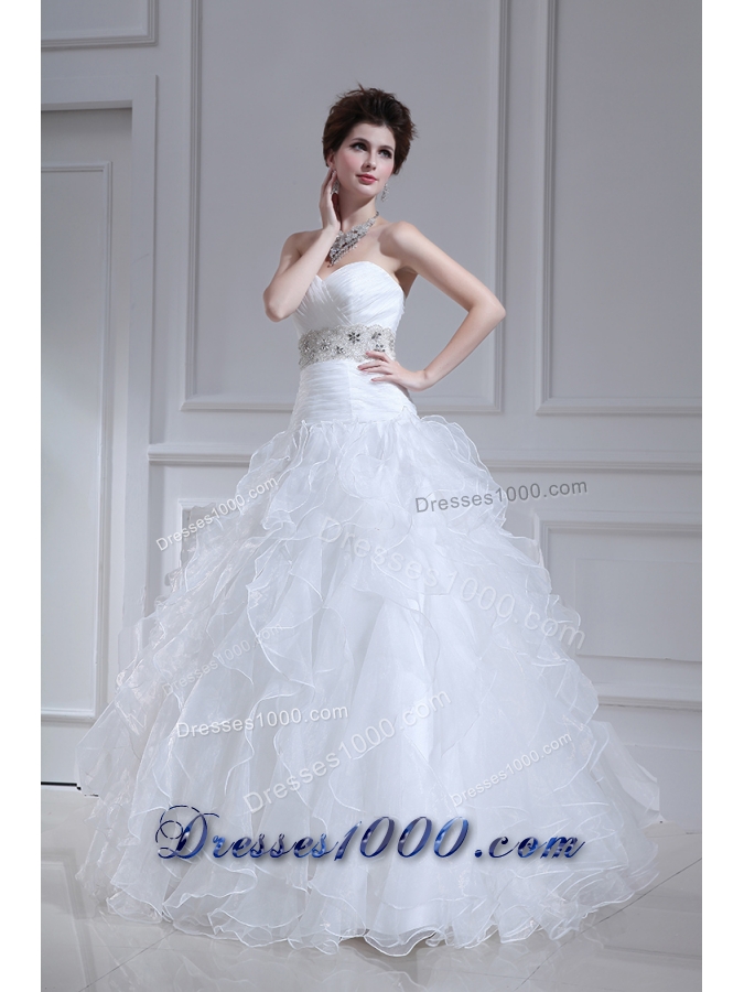 2014 Spring Beautiful A-line Sweetheart Floor-lengthWedding Dress with Ruffles and Appliques
