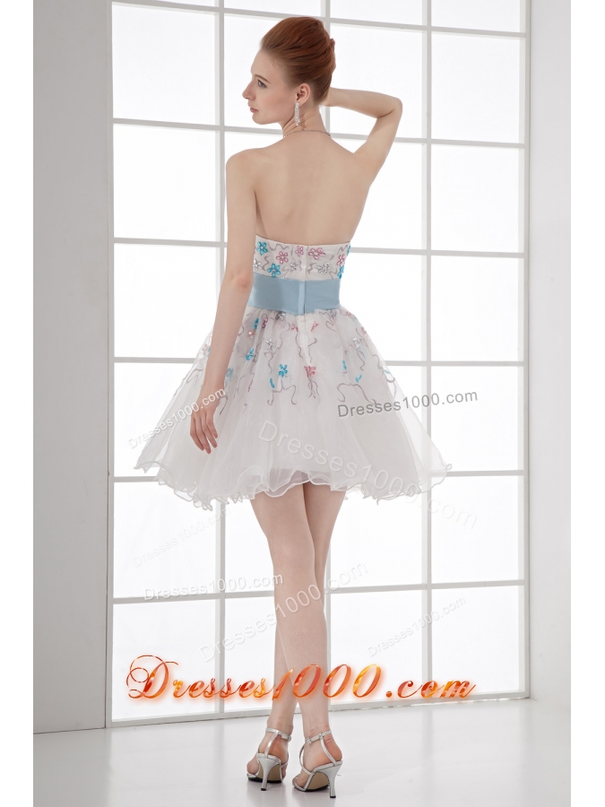 2014 Spring A-line Sweetheart Mini-length Organza Lace White Wedding Dress