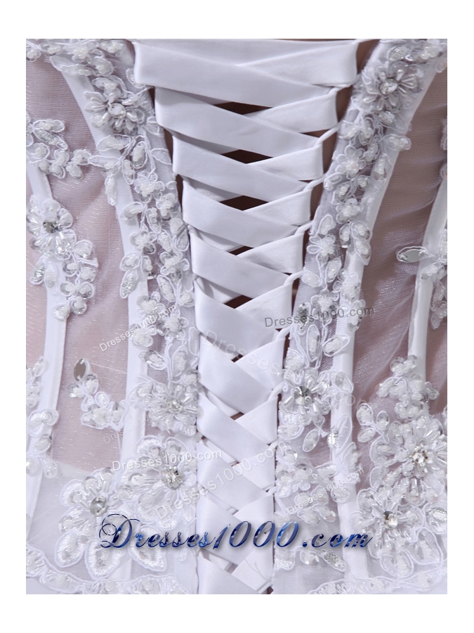 2014 Spring A-line Sweetheart Organza Appliques Ruffled Layers Wedding Dress