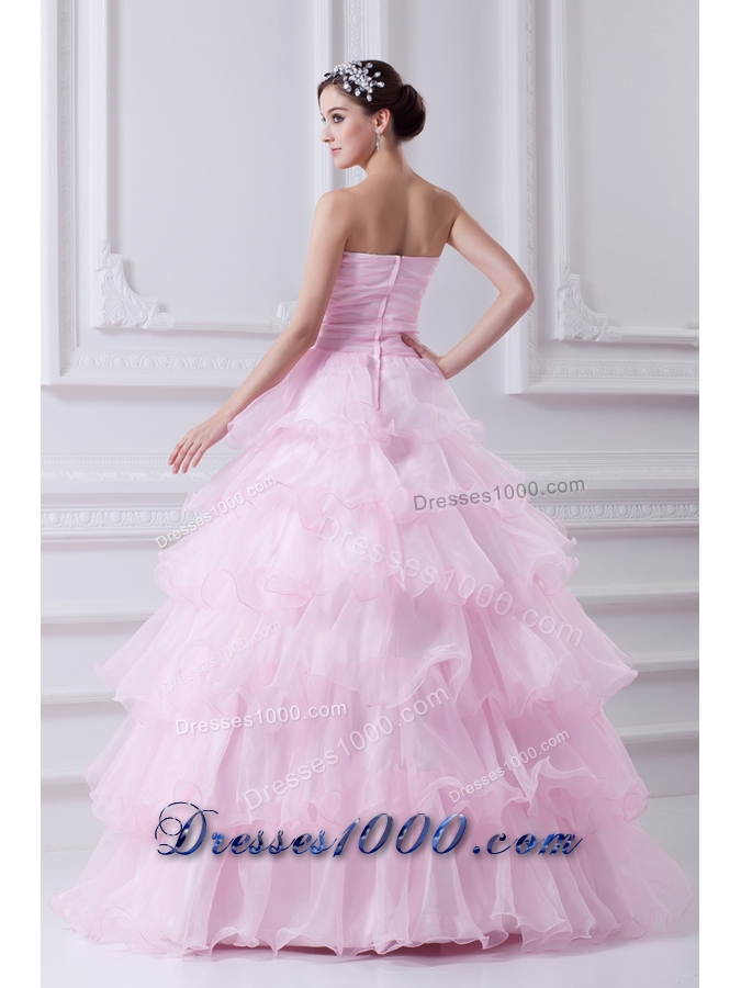 Ball Gown Strapless Beading Appliques Baby Pink Quinceanera Dress