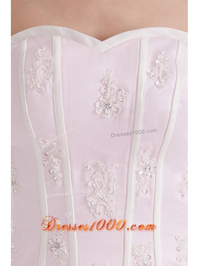 Ball Gown Sweetheart Tulle Baby Pink 2014 Quinceanera Dress with Appliques Beading