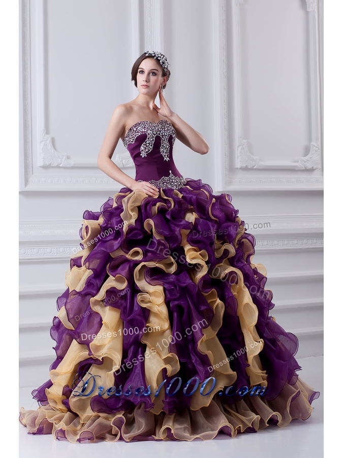 Beautiful Ball Gown Multi Colored Sweetheart 2014 Quinceanera Dress with Beading