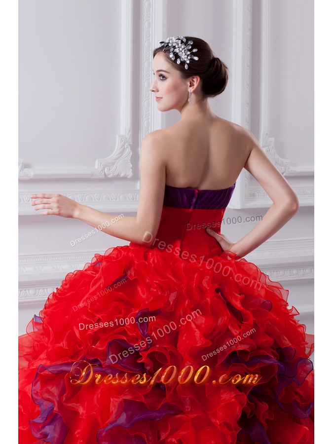 Fashionable Sweetheart Beading and Appliques Multi-color Quinceanera Dress with Ruffles