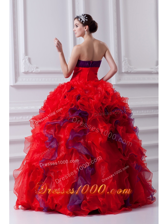 Fashionable Sweetheart Beading and Appliques Multi-color Quinceanera Dress with Ruffles
