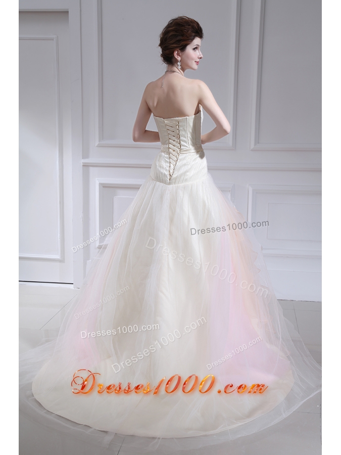 Multi-color Ball Gown Strapless Ruffles Court Train Quinceanera Dress