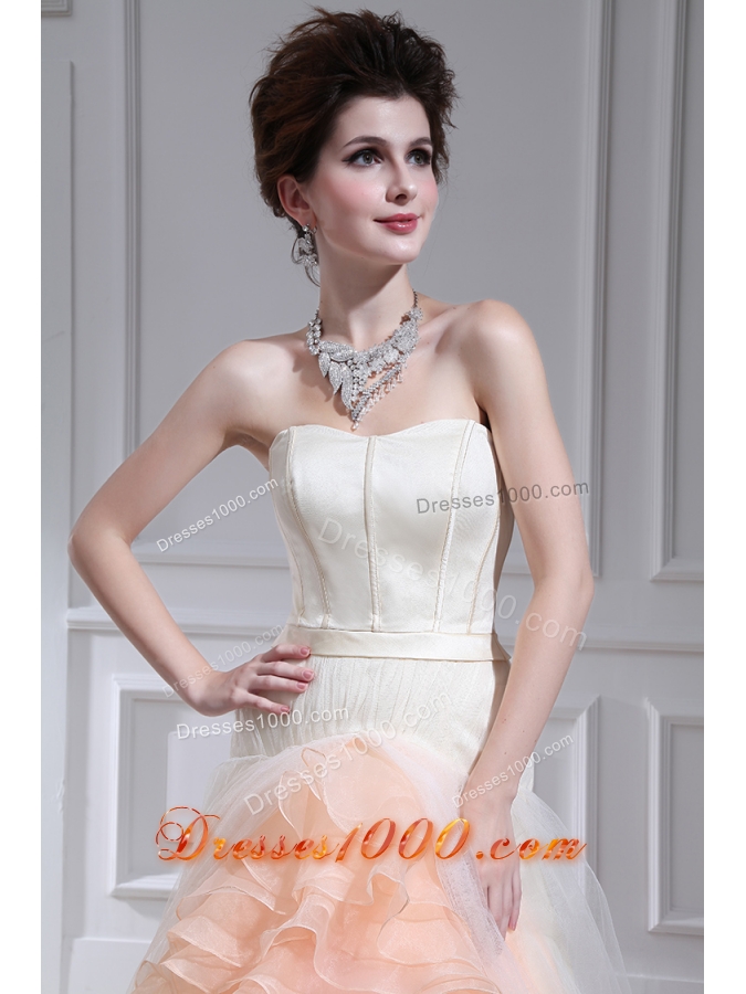 Multi-color Ball Gown Strapless Ruffles Court Train Quinceanera Dress