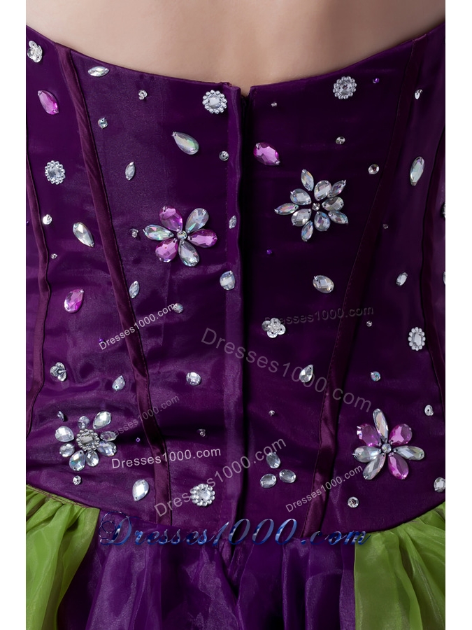 Uniques Multi-color Strapless Ball Gown Quinceanera Dress with Beading