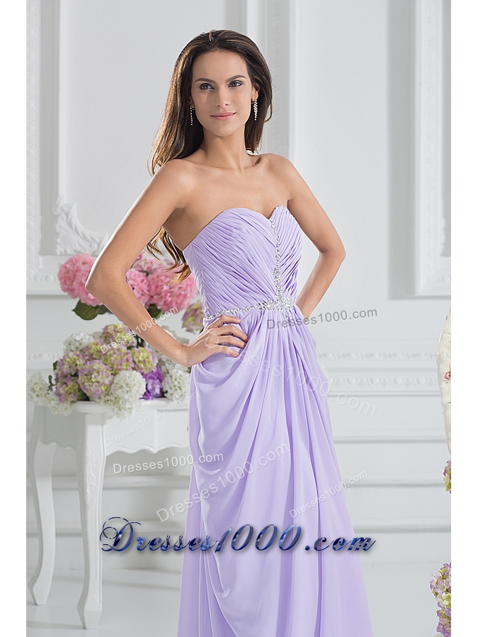 Column Sweetheart Floor-length Ruching Lavender Prom Dress