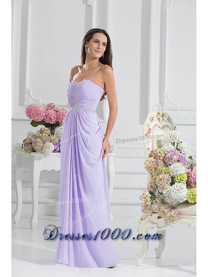 Column Sweetheart Floor-length Ruching Lavender Prom Dress