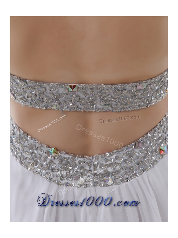 Strapless Beading and Ruching Backless Prom Dress