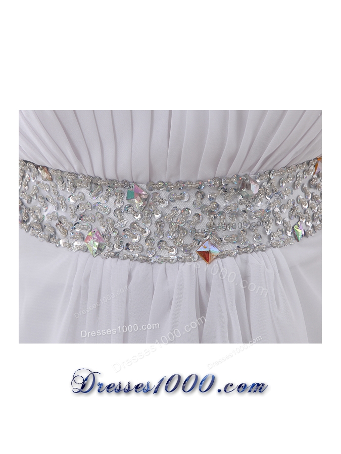 Strapless Beading and Ruching Backless Prom Dress