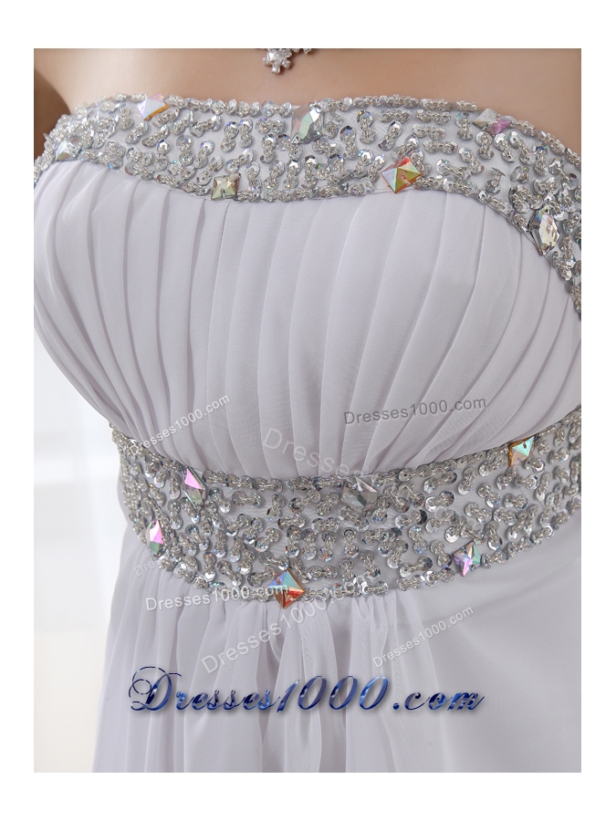 Strapless Beading and Ruching Backless Prom Dress