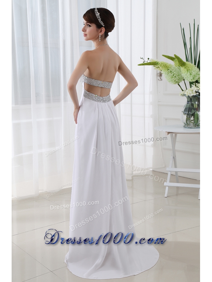 Strapless Beading and Ruching Backless Prom Dress