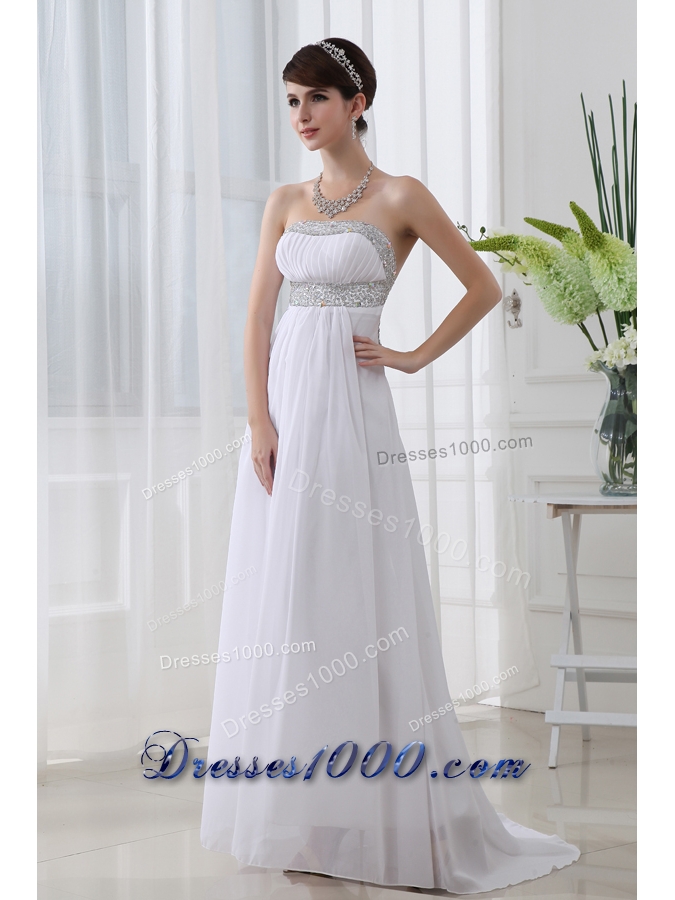 Strapless Beading and Ruching Backless Prom Dress