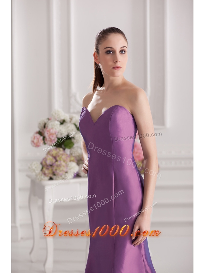 Mermaid Sweetheart Court Train Ruching Purple Prom Dress