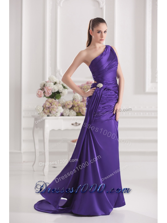Column One Shoulder Floor-length Taffeta Prom Dress