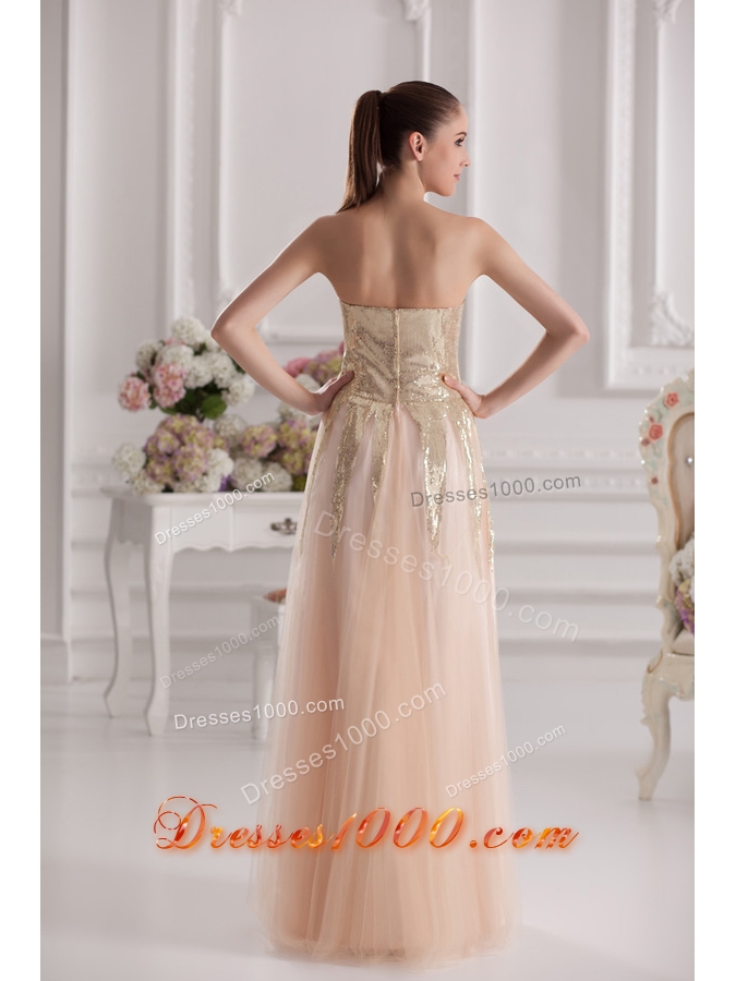 Column Sweetheart Serquins Champagne Floor-length Prom Dress