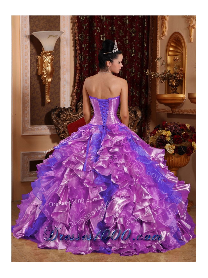 Ball Gown Strapless Ruffles and Beading Lilac 2014 Fashionable Quinceanera Dress