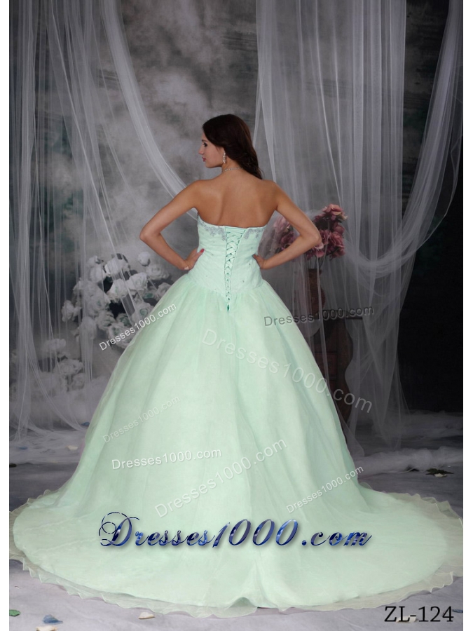 2014 Princess Sweetheart Appliques Quinceanera Dresses with Court Train