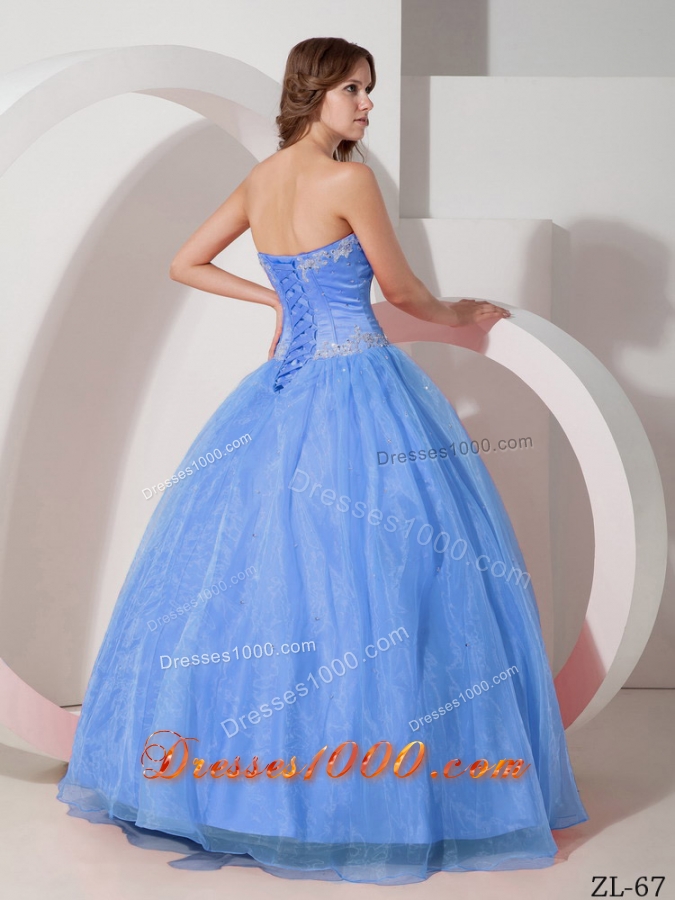 Beautiful Sweetheart Satin and Organza Appliques Quinceanera Dress with Beading