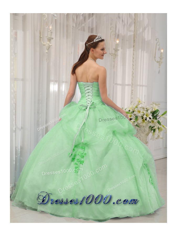 Classical Quinceanera Dress in Apple Green Ball Gown Sweetheart with Appliques