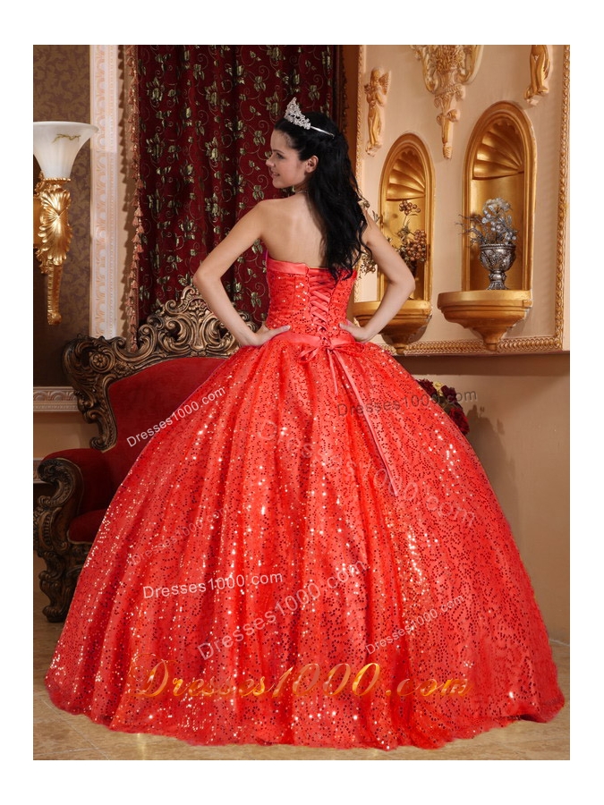 Puffy Discount Strapless Sequined Red Quinceneara Dresses