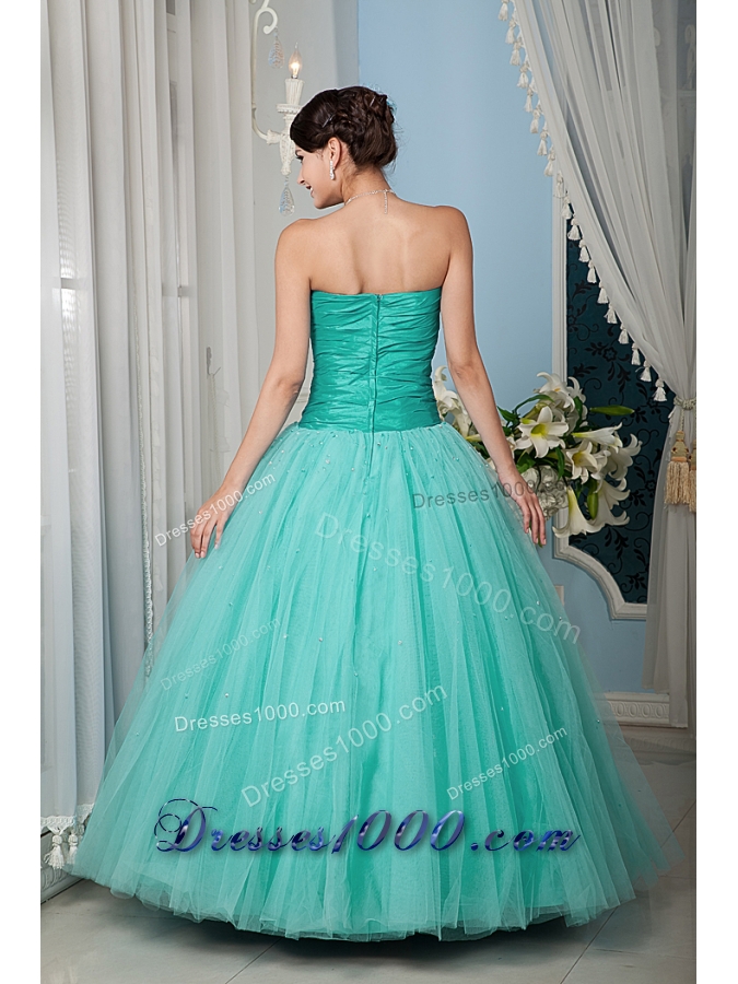 2014 Turquoise Princess Sweetheart Beading Quinceanera Dress