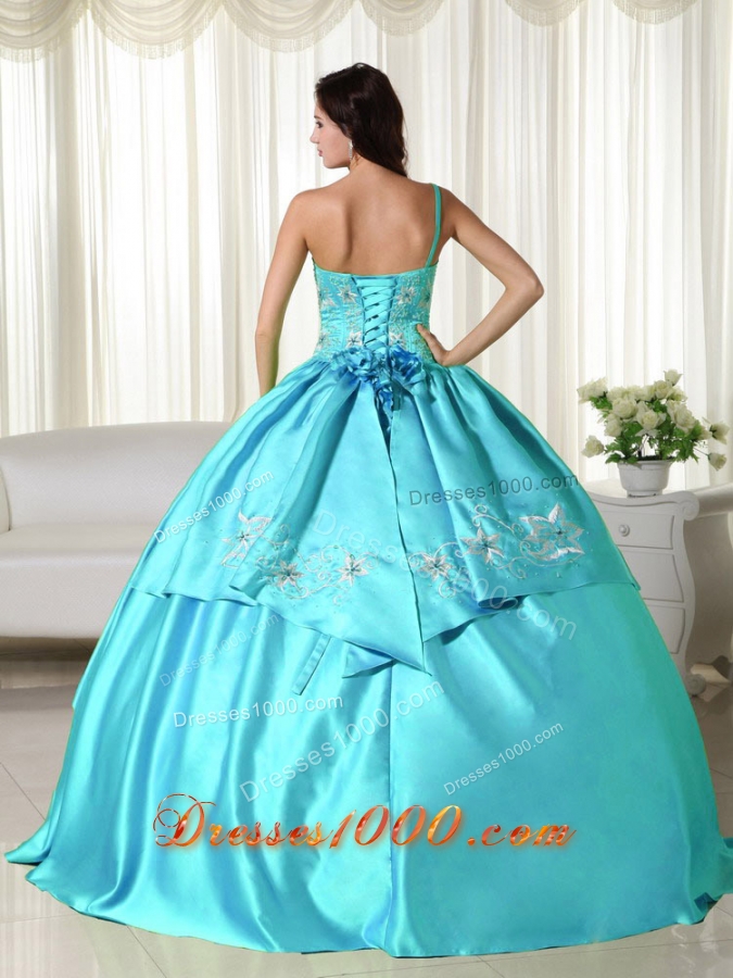 Baby Blue Ball Gown Off the Shoulder Quinceanera Dress with Taffeta Embroidery