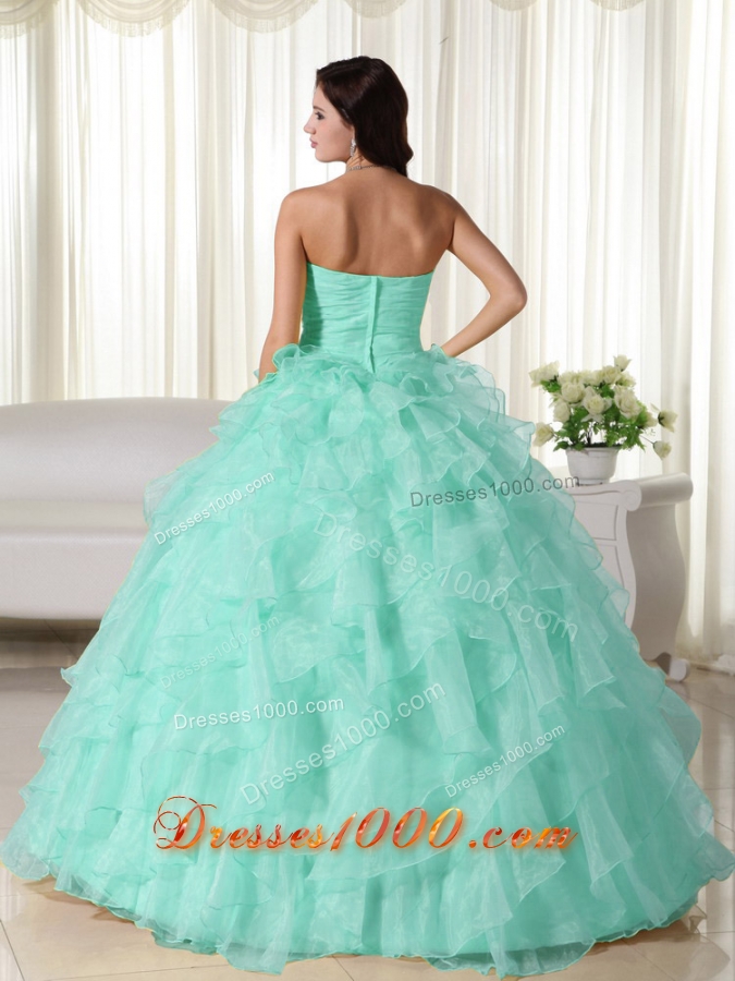 Baby Blue Ball Gown Sweetheart Neck Quinceanera Dress with Organza Appliques