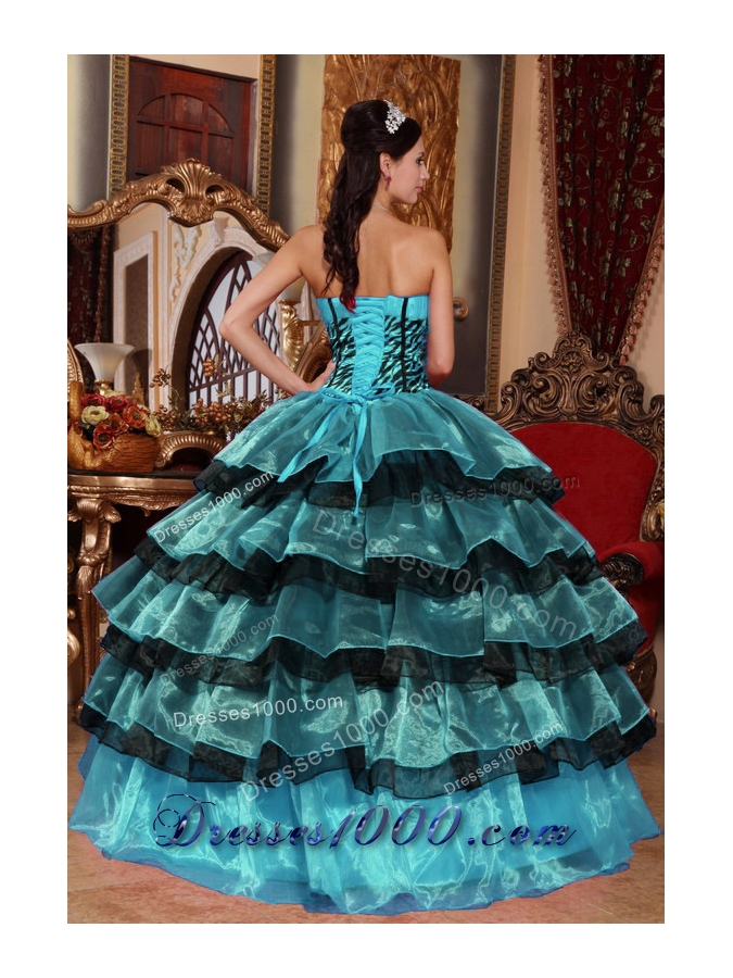 Multi-color Ball Gown Sweetheart Quinceanera Dress with Organza Ruffles
