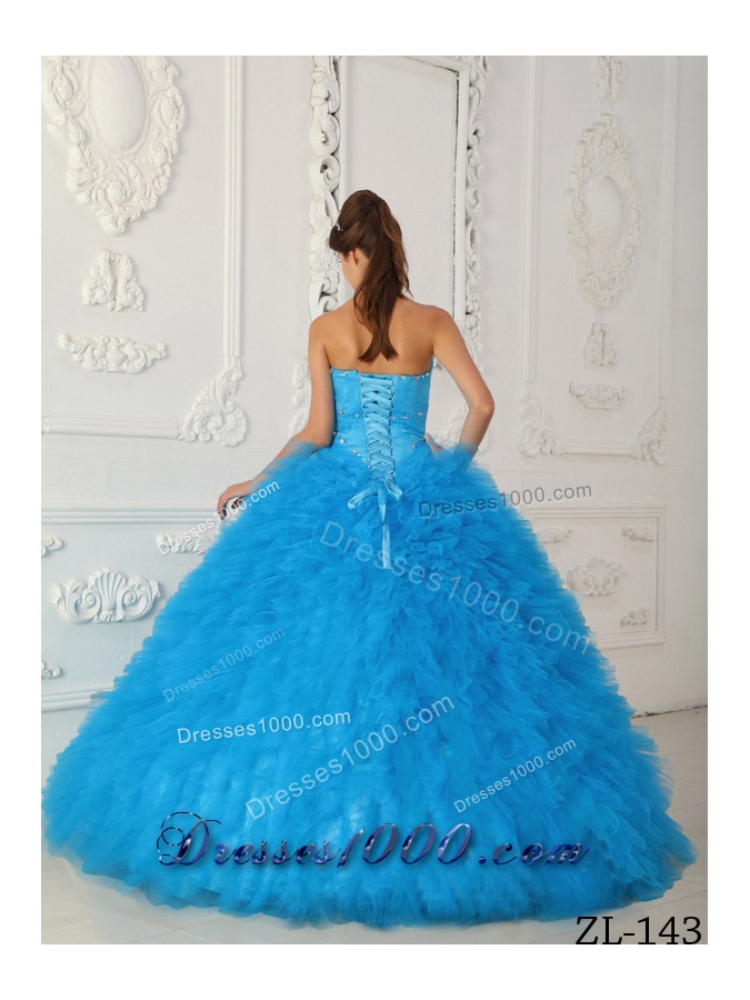 Exquisite Aqua Blue Ball Gown Sweetheart with Beading Quinceanera Dress