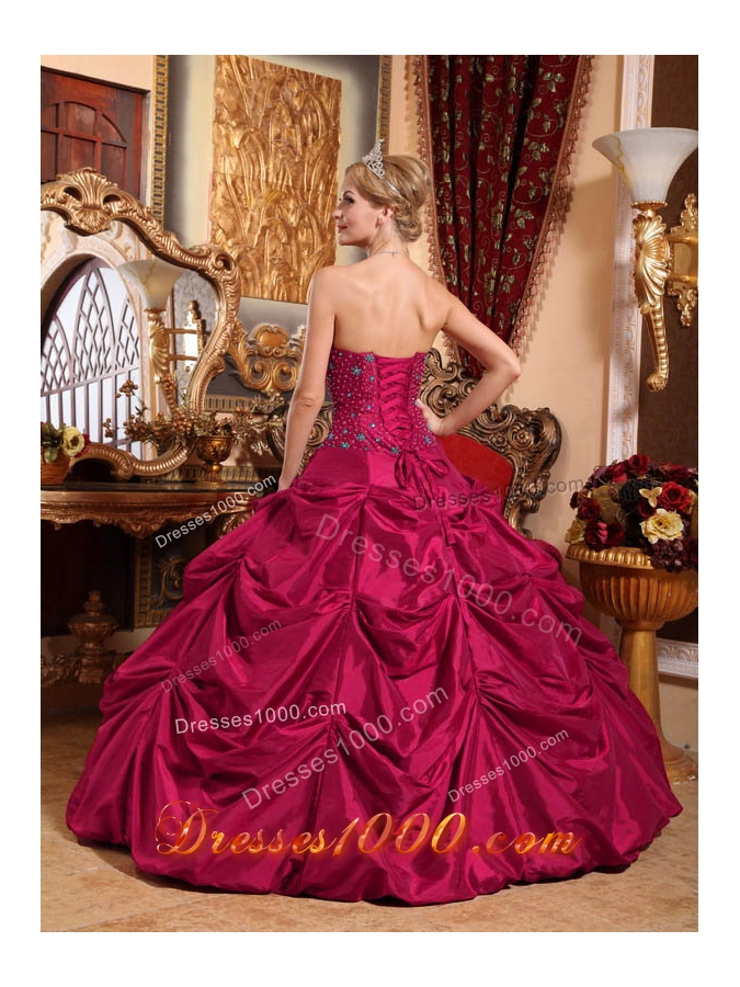 Red Strapless Taffeta Beading Dresses for Quinceanera 15