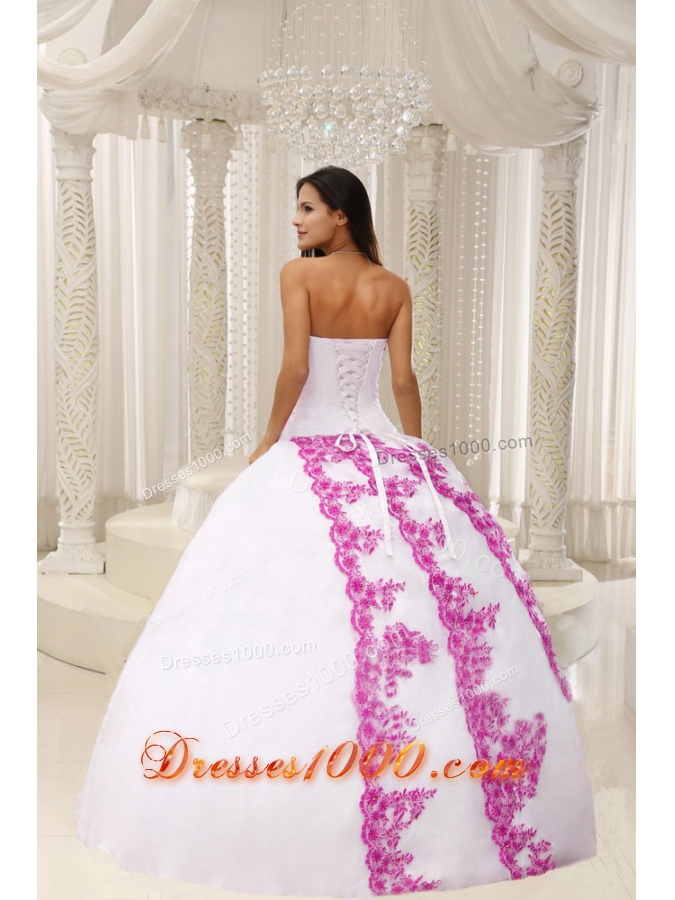 Beautiful Pink Embroidery White Quinceanera Dress For 2014 Spring