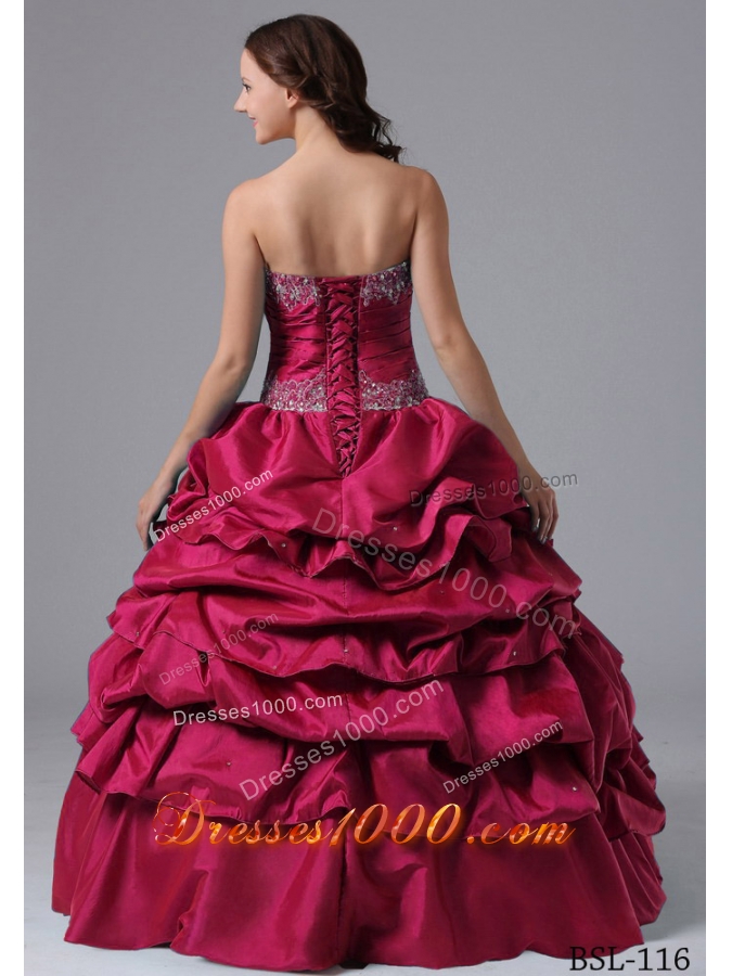 2013 Ball Gown Pick-ups Quinceanera Dress With Beading and Ruche
