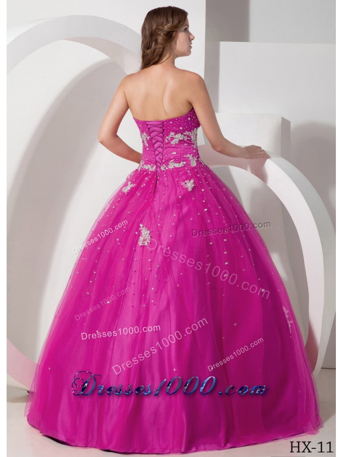 Ball Gown Sweetheart Quinceanera Dress with Tulle Appliques Beading