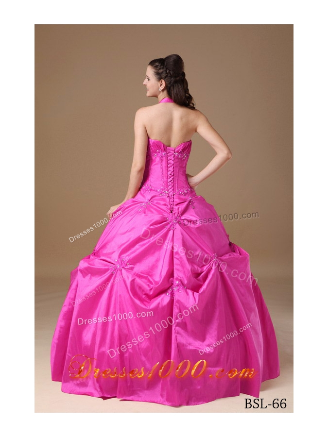 Chic Ball Gown Halter Quinceanera Dress with Taffeta Beading
