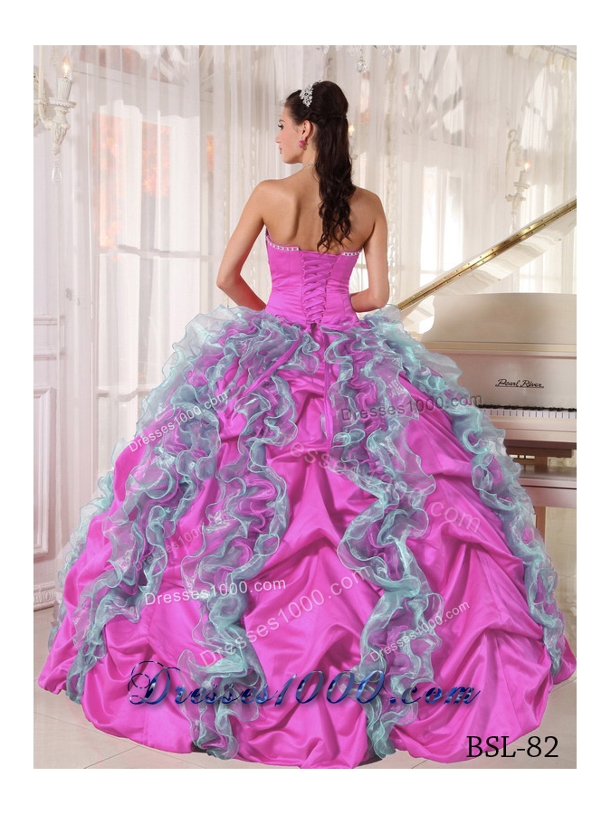Dress with Organza Beading Ruffles
