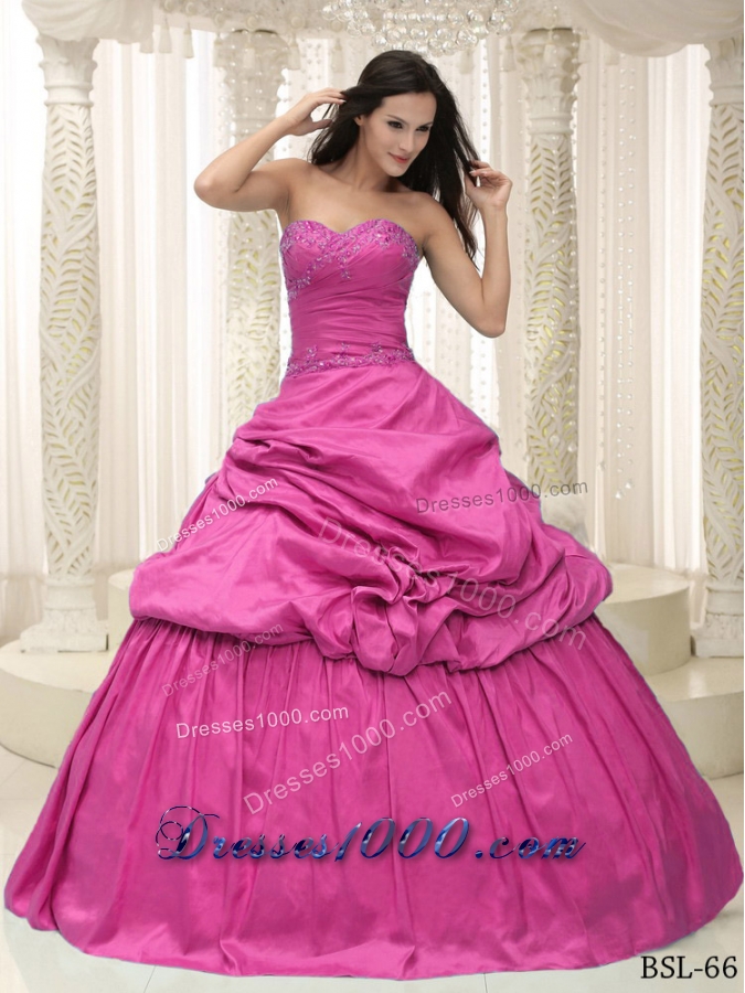Taffeta Sweetheart Quinceanera Dress with Appliques Lace Up